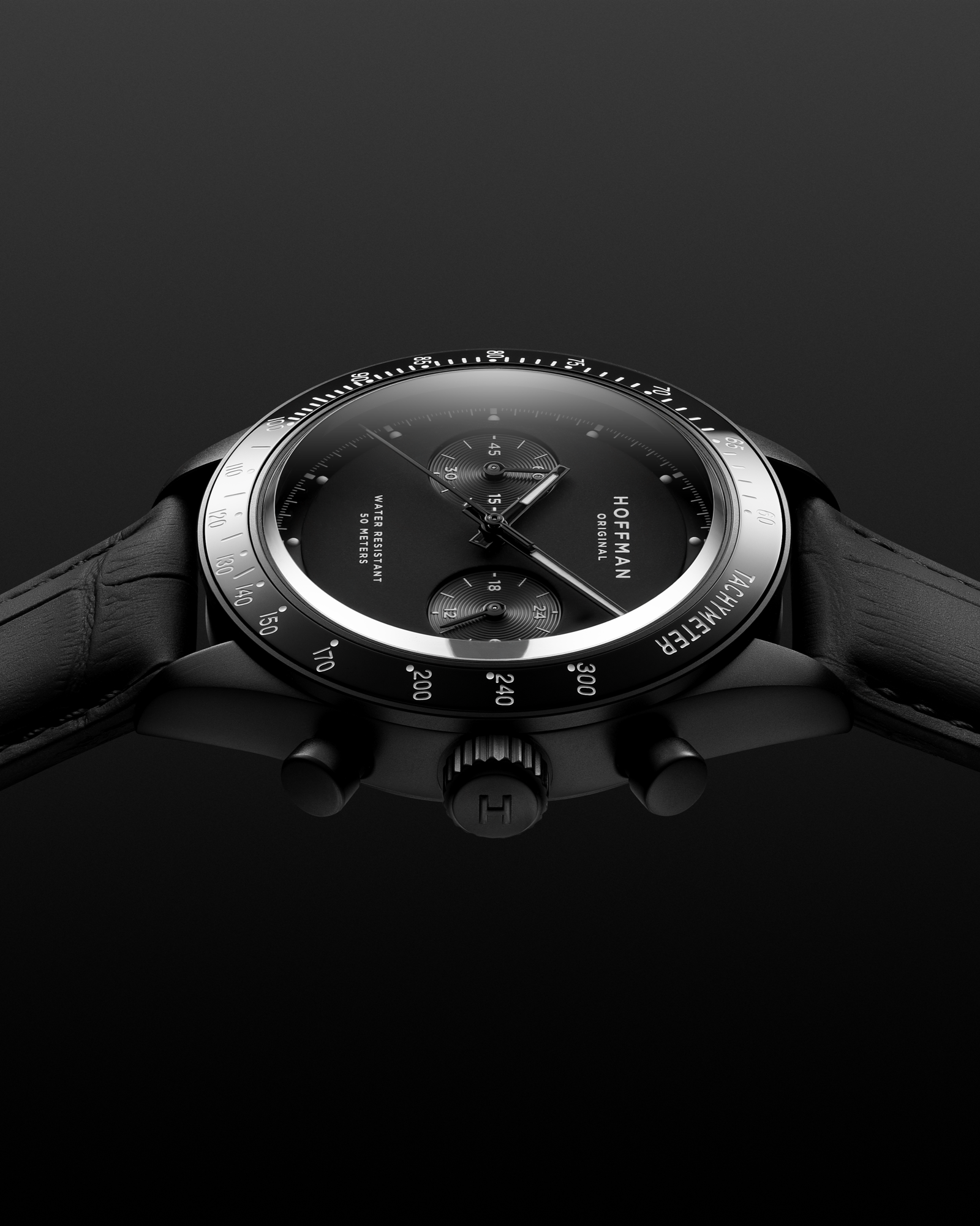 Chronograph 40mm - Black PVD | Black Dial | Sports Watch – HOFFMAN