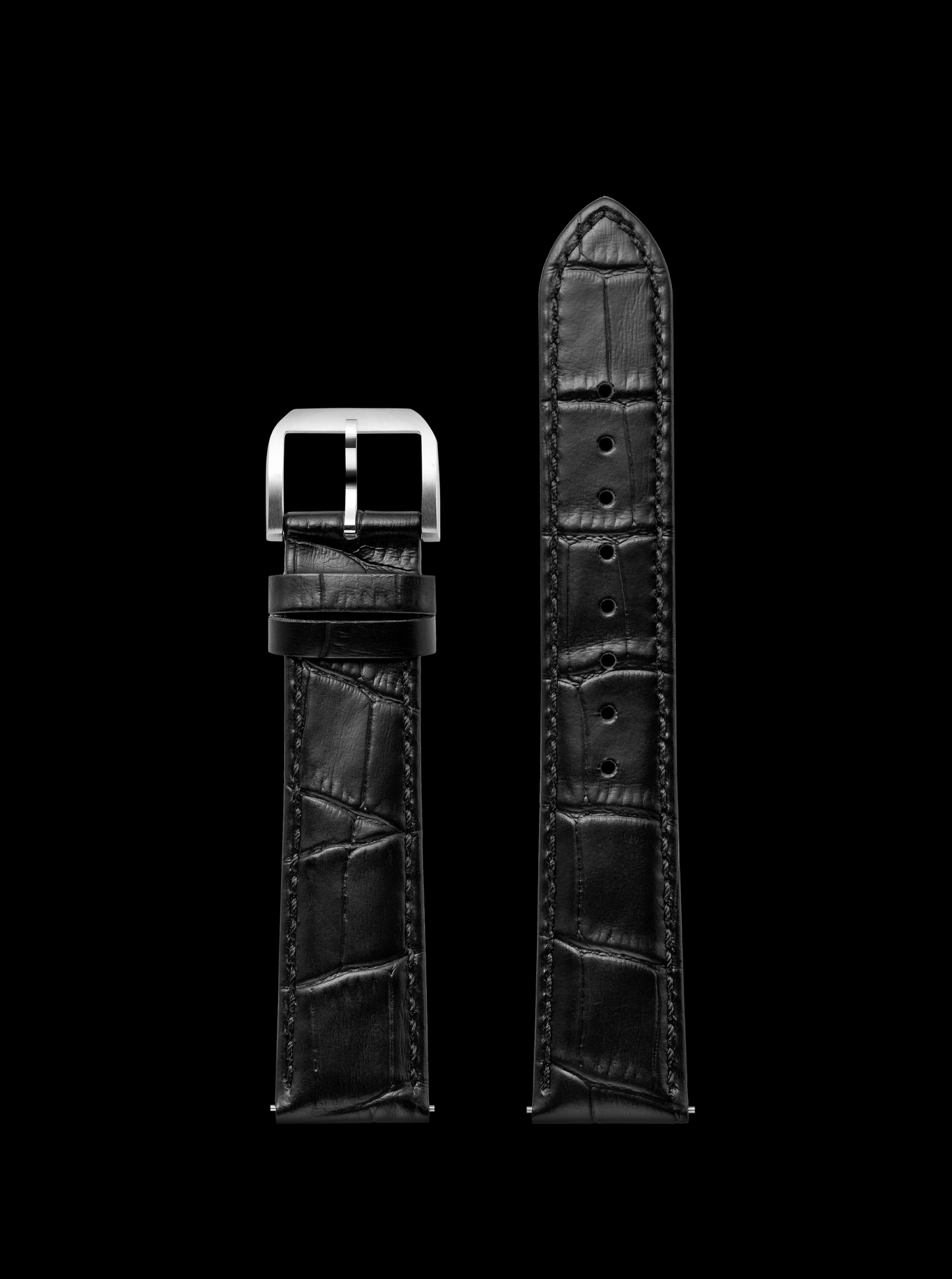 SEMI-MATTE BLACK LEATHER STRAP