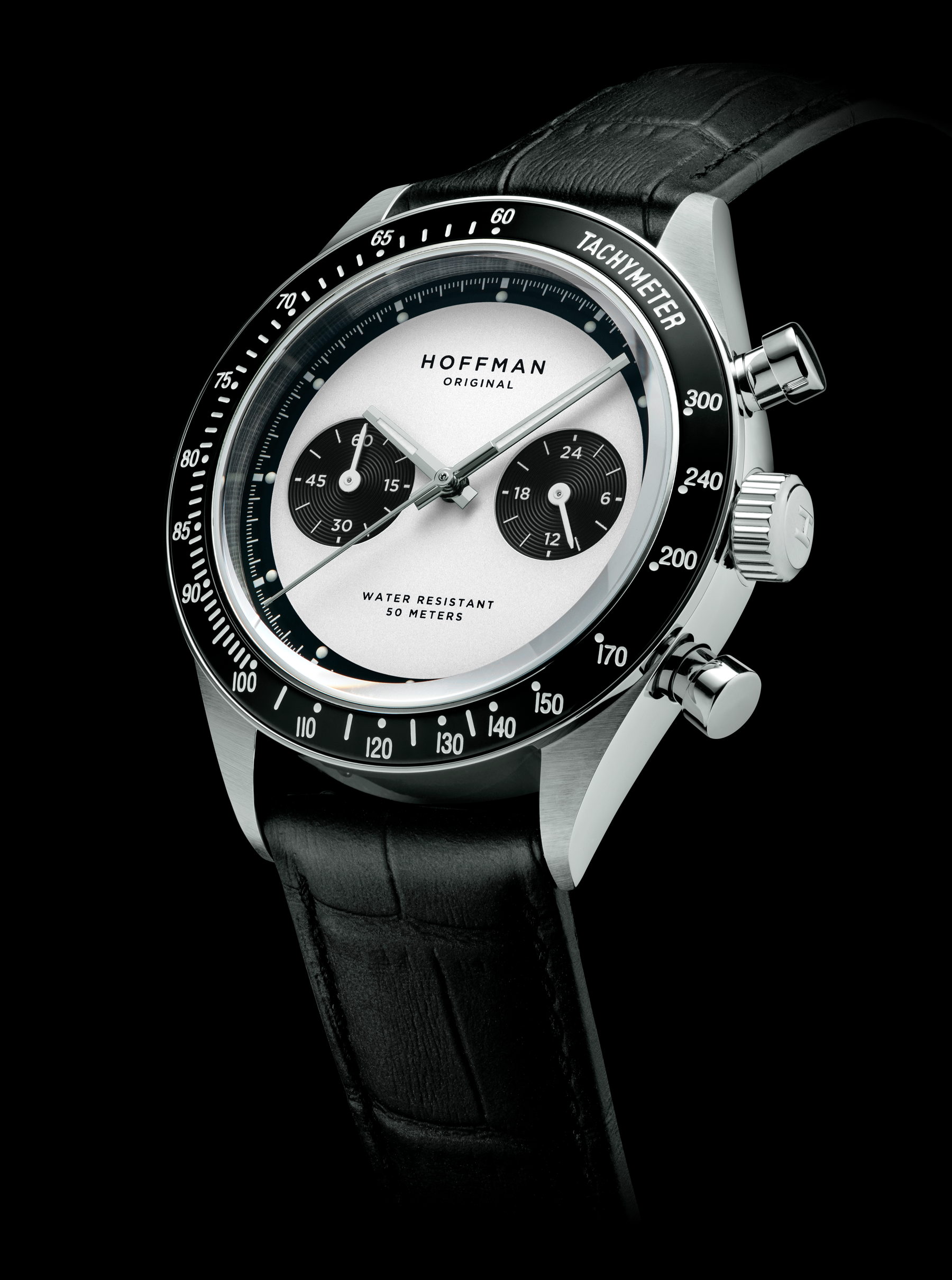 Chronograph 40mm Steel Panda Dial Sports Watch HOFFMAN