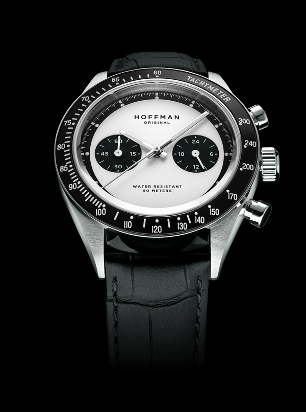 Chronograph 40mm Steel Panda Dial Sports Watch HOFFMAN