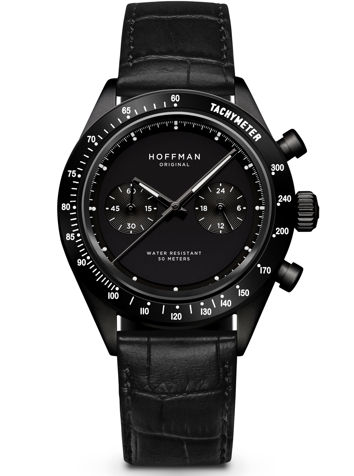 Chronograph 40mm Black Black Dial Sports Watch HOFFMAN