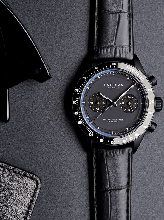 Chronograph 40mm - Black | Midnight Dial | Sports Watch – HOFFMAN